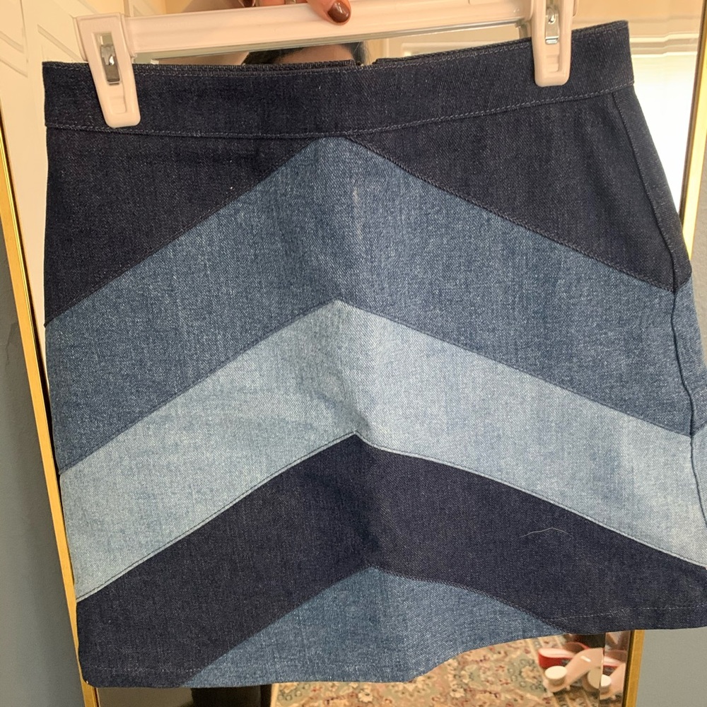 Retro chevron jean skirt